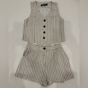 Zara Linen Pinstripe Set